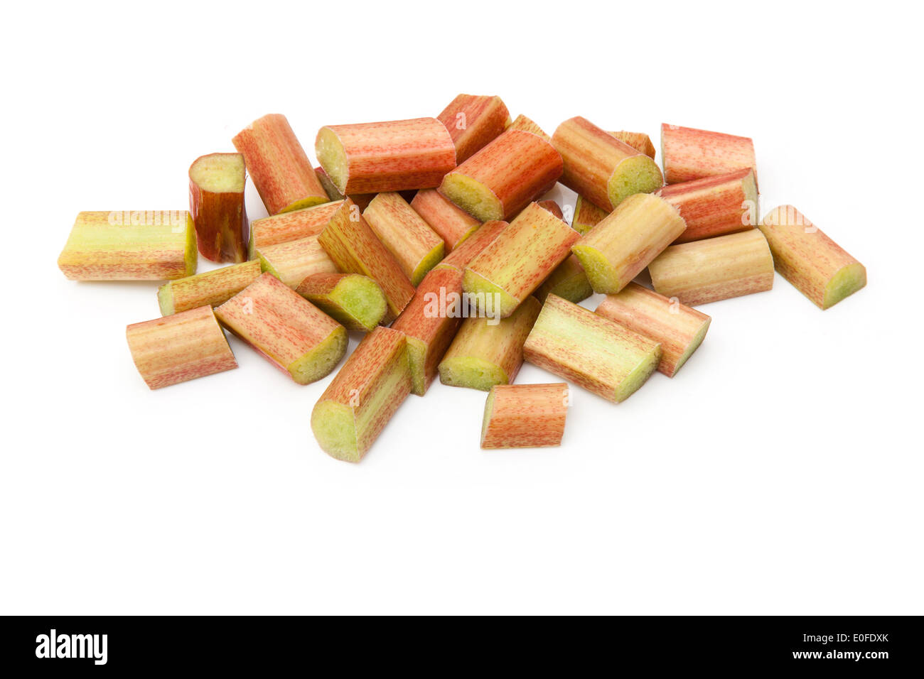 La rhubarbe crue isolated on a white background studio. Banque D'Images