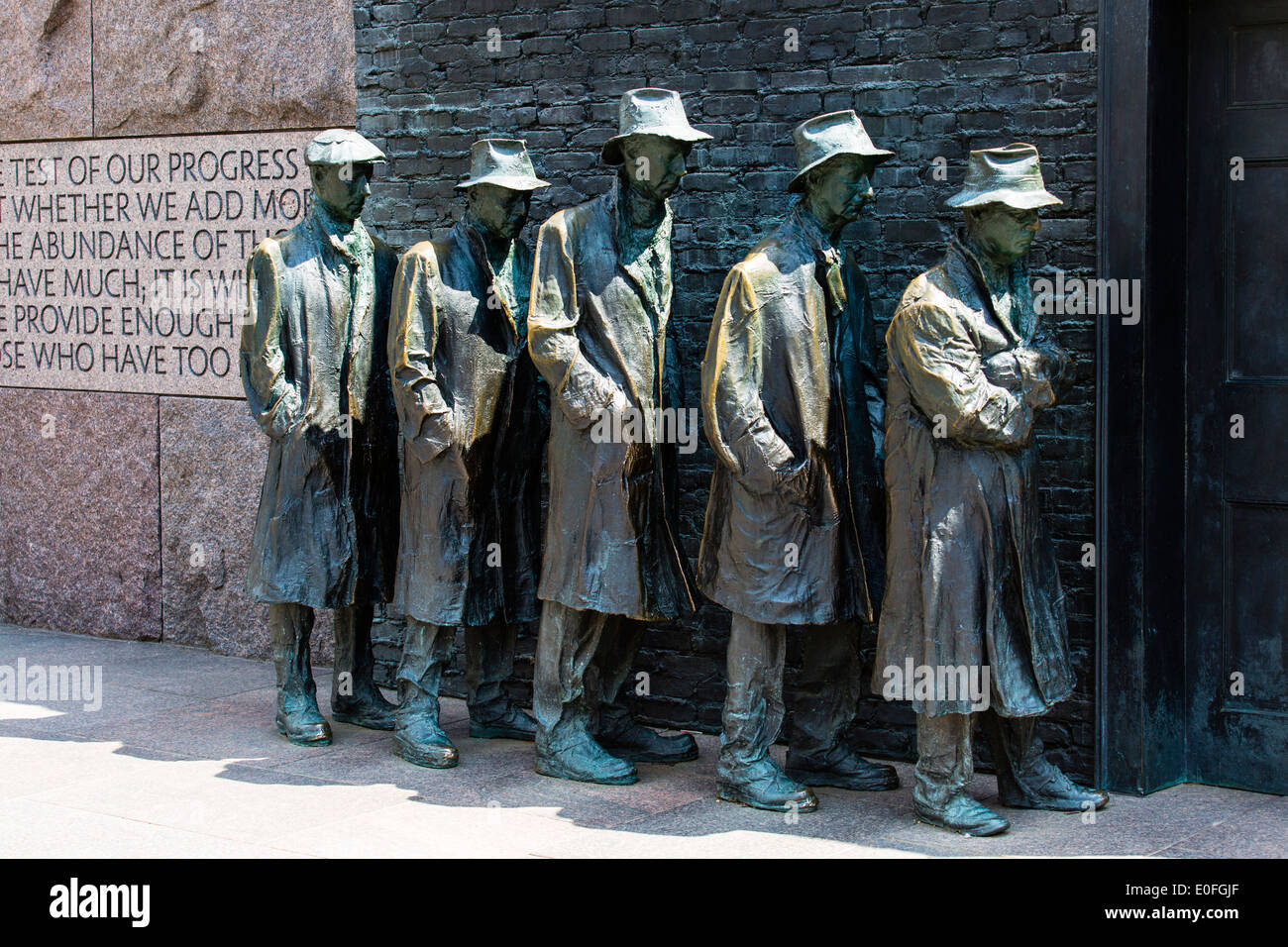 Washington DC USA Franklin Delano Roosevelt Memorial Le pain ligne par George Segal Banque D'Images