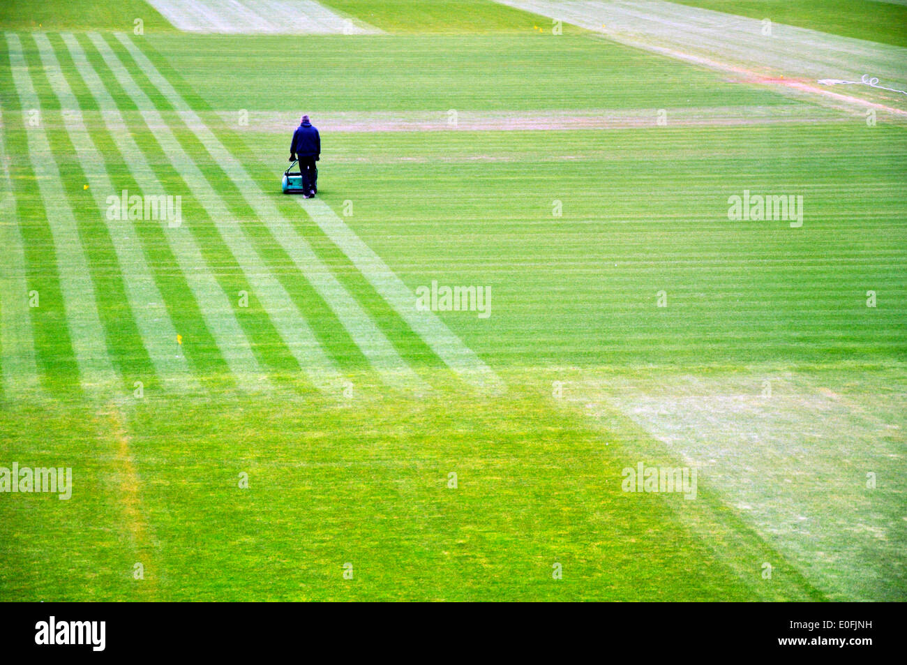 Couper l'herbe à Cardiff au Pays de Galles Cardiff stade Swalec Banque D'Images