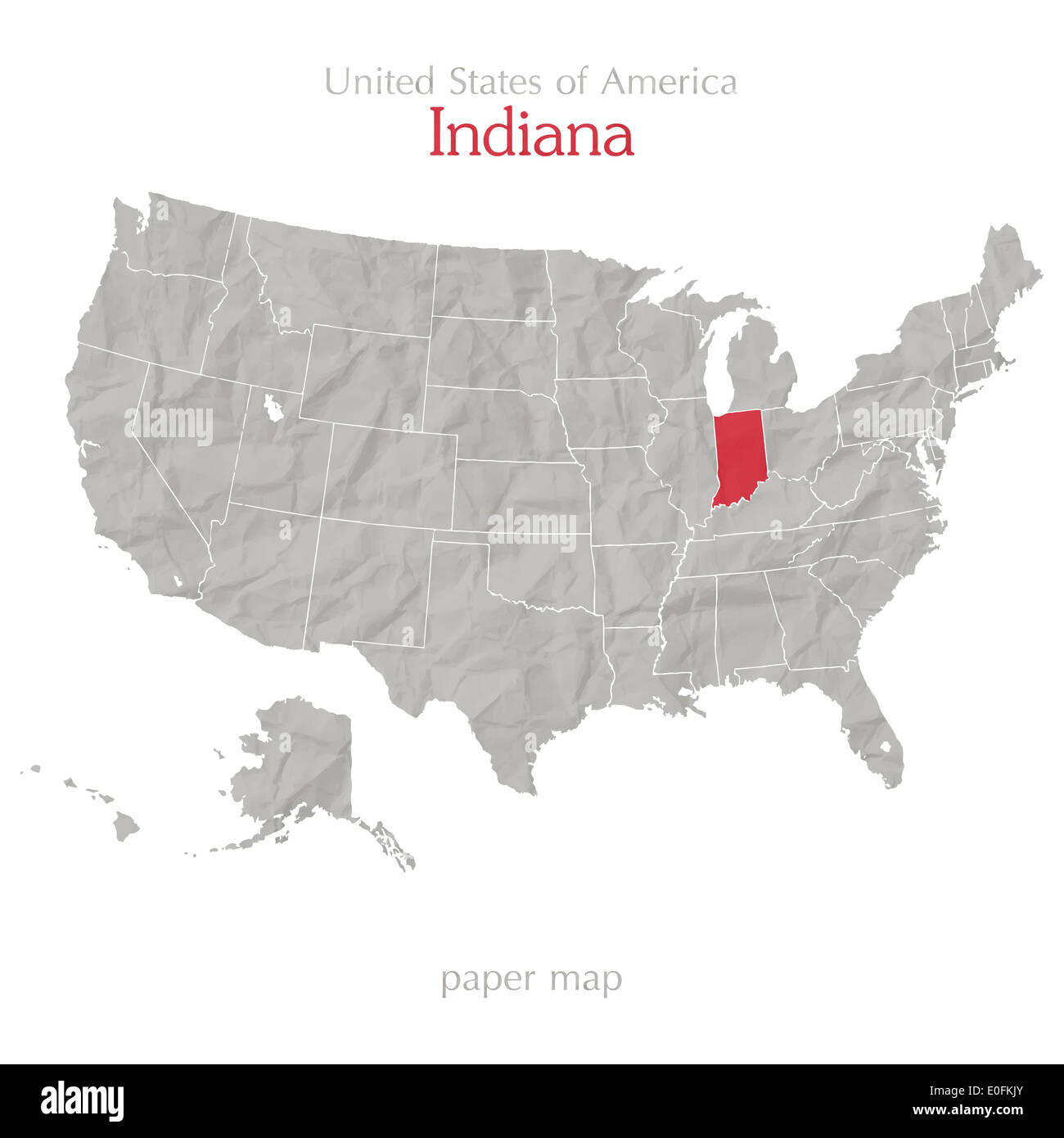 États-unis d'Amérique la carte et le territoire de l'état d'Indiana sur la texture du papier minable Banque D'Images