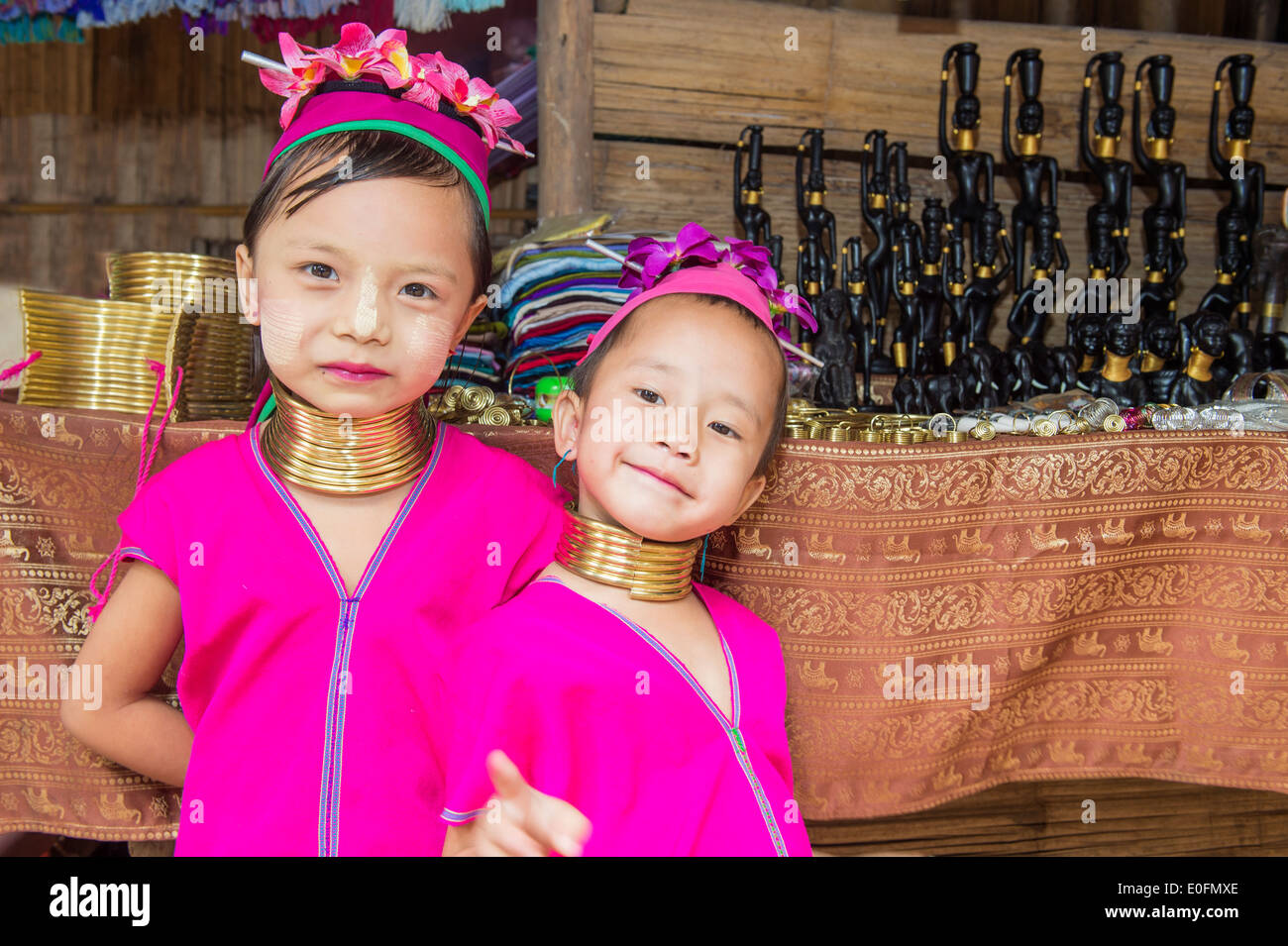 Karen Girls, Chiang Mai, Thaïlande Banque D'Images