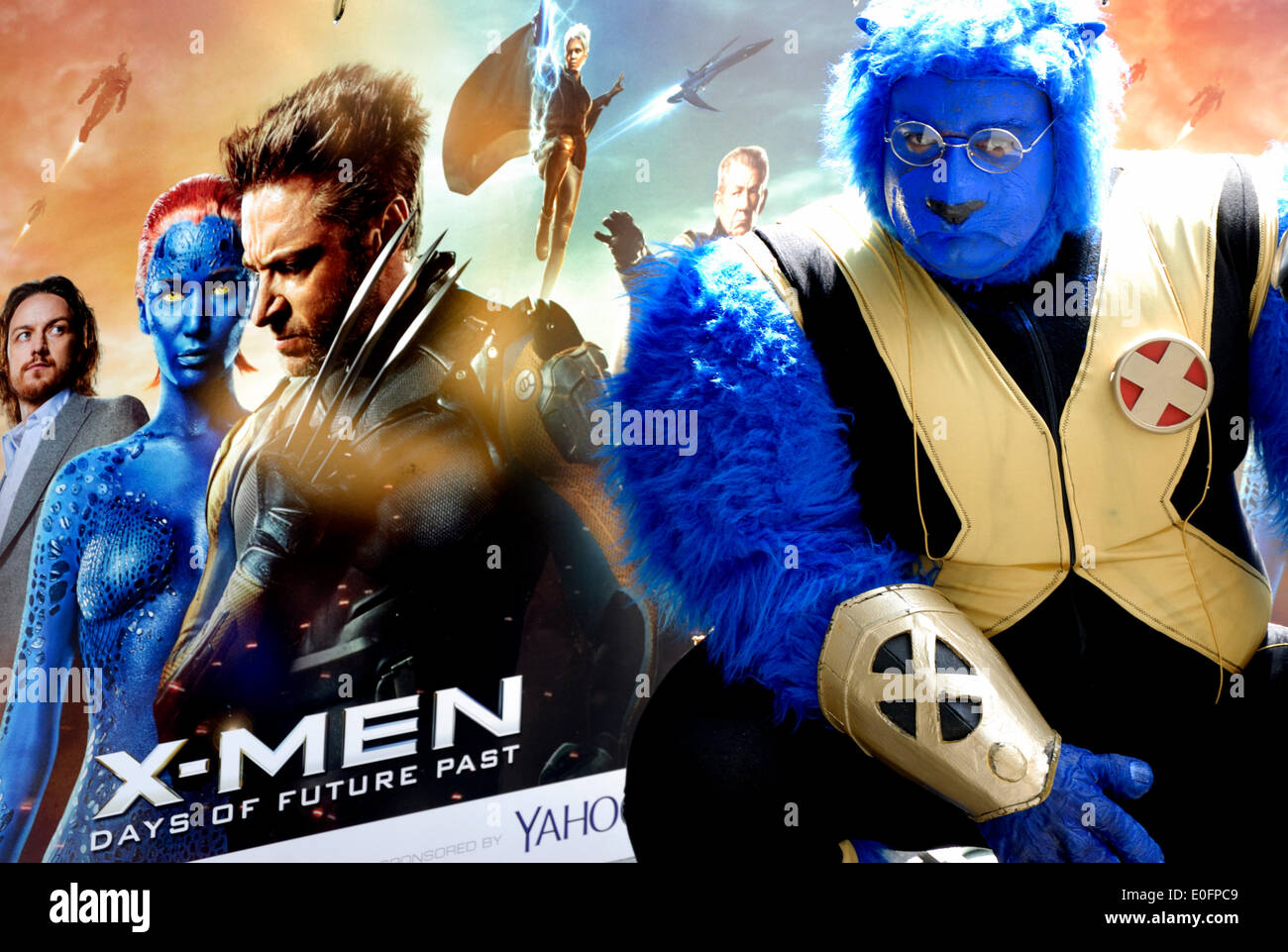 Londres, Angleterre, Royaume-Uni. X-Men : days of Future Past tentative de record du monde Guinness de Cosplay à Leicester Square, le 12 mai 2014 Banque D'Images