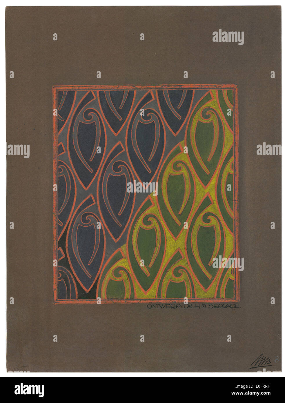 Photographie représentant une décoration murale dans un cadre historique. L'image capture les choix esthétiques et de design de l'époque, offrant un aperçu de la culture visuelle de l'époque. Banque D'Images