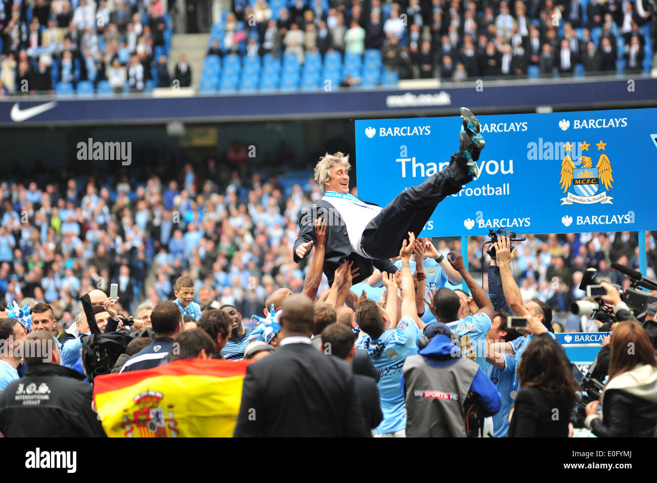 Manuel Pellegrini man city Champions Barclays premiership etihad Banque D'Images