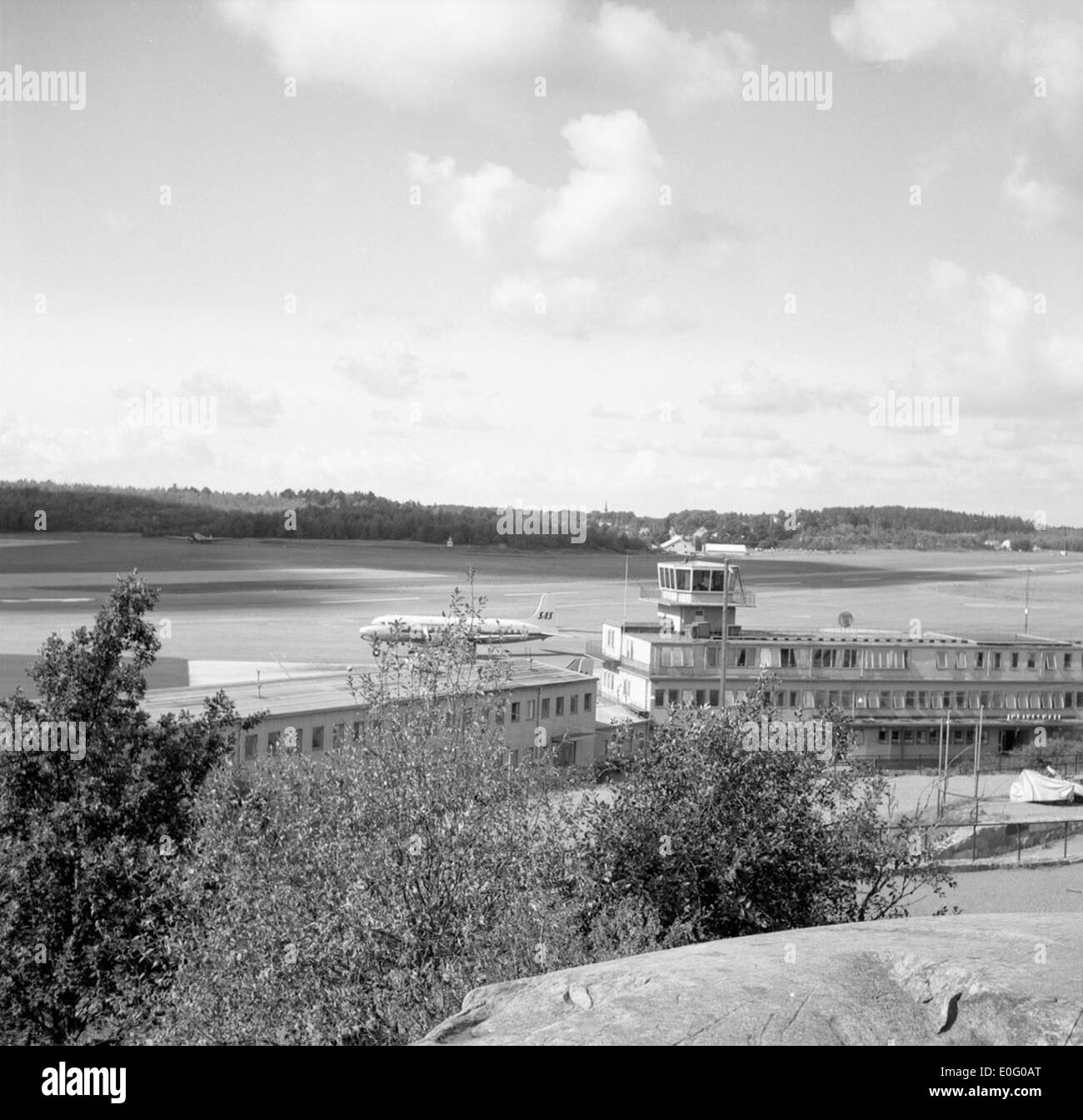 L'extérieur de l'aéroport de Bromma Stockholm en 1954 Banque D'Images