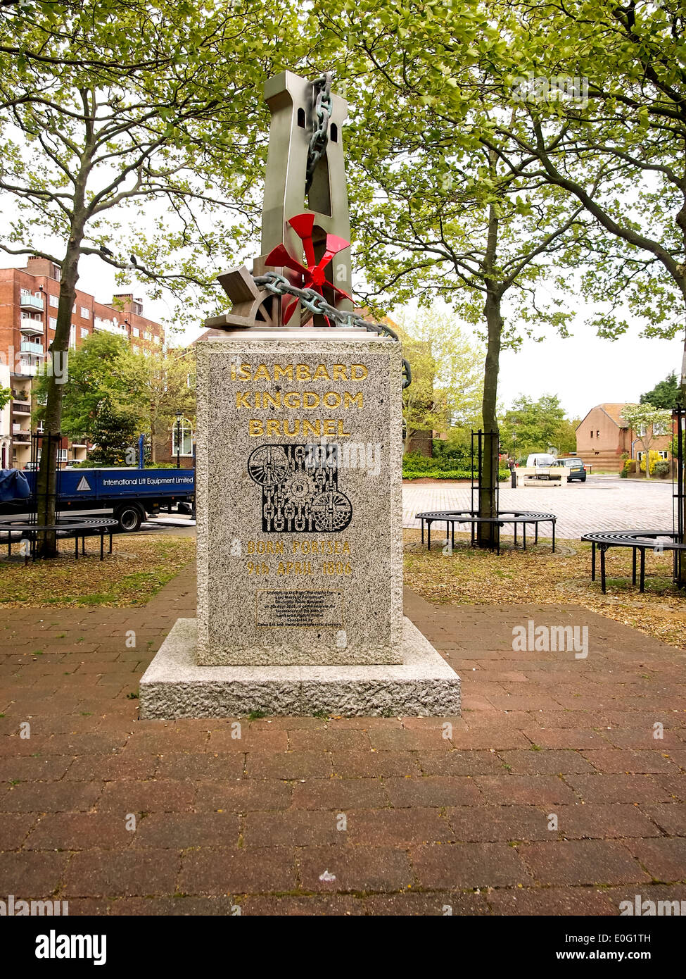 Isambard Kingdom Brunel moderne le Monument à Portsea, Portsmouth, Angleterre Banque D'Images