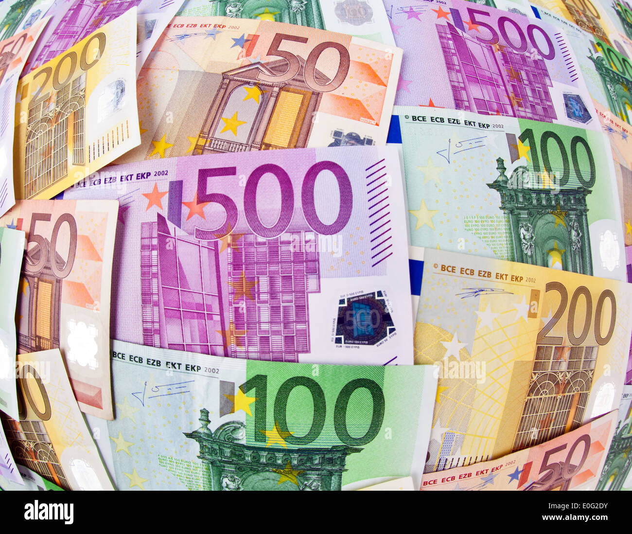 Beaucoup d'euros de billets de banque de l'Union européenne., Viele der Europaeischen Geldscheine Euro Union européenne. Banque D'Images