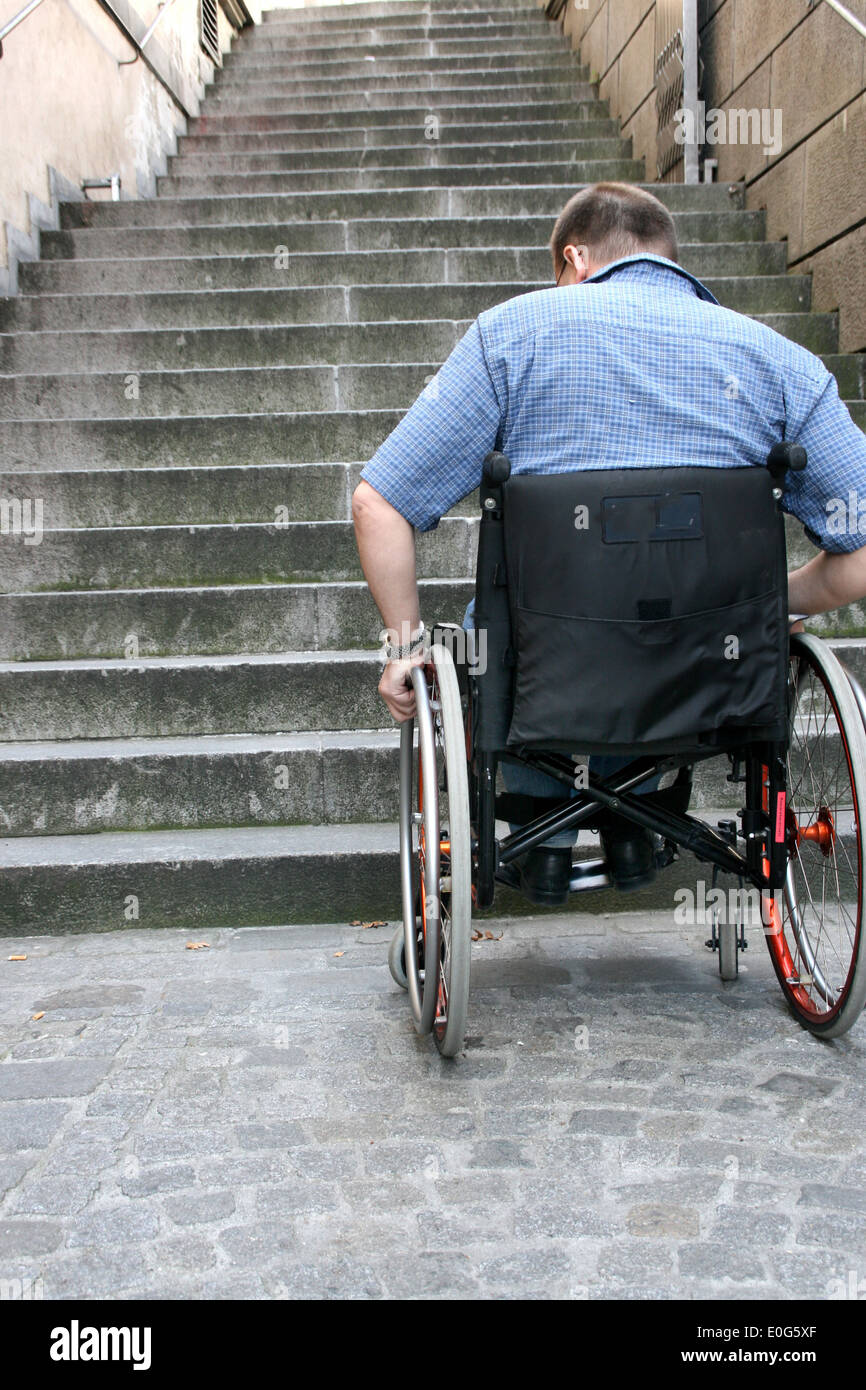 Fauteuil conducteur [], barrière, barrières, entraver, adapté pour les handicapés, pour les handicapés, de la santé publique, Banque D'Images