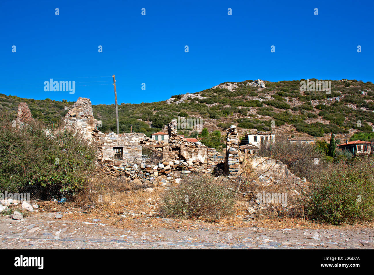 Ancien grec abandonné,village turc de Doganbey, Turquie, Aydin Banque D'Images