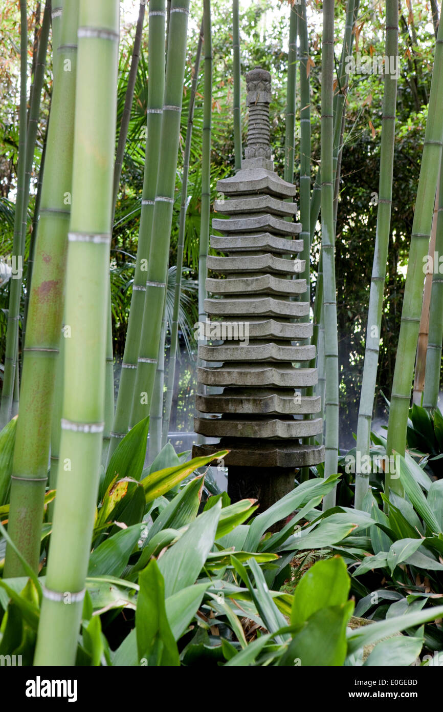 Sculpture asiatique en forêt de bambou au Jardin des Hellers Andre,  Giardino Botanico, Gardone Riviera, Lac de Garde, Lombardie, Italie, Euro  Photo Stock - Alamy