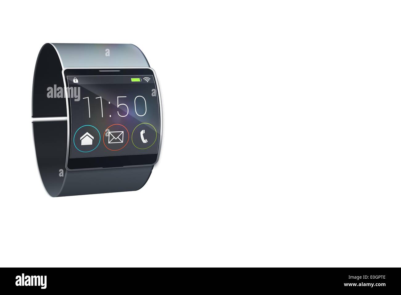 Montre-bracelet noir futuriste avec menu app Photo Stock - Alamy