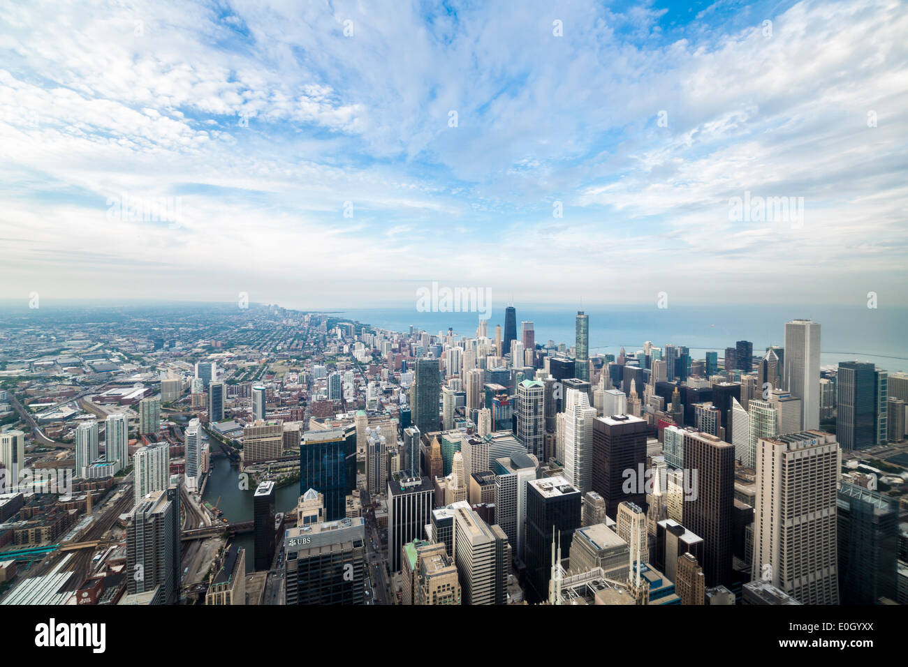 Chicago, Illinois, États-Unis d'Amérique, sur les toits de la ville et le lac Michigan Banque D'Images