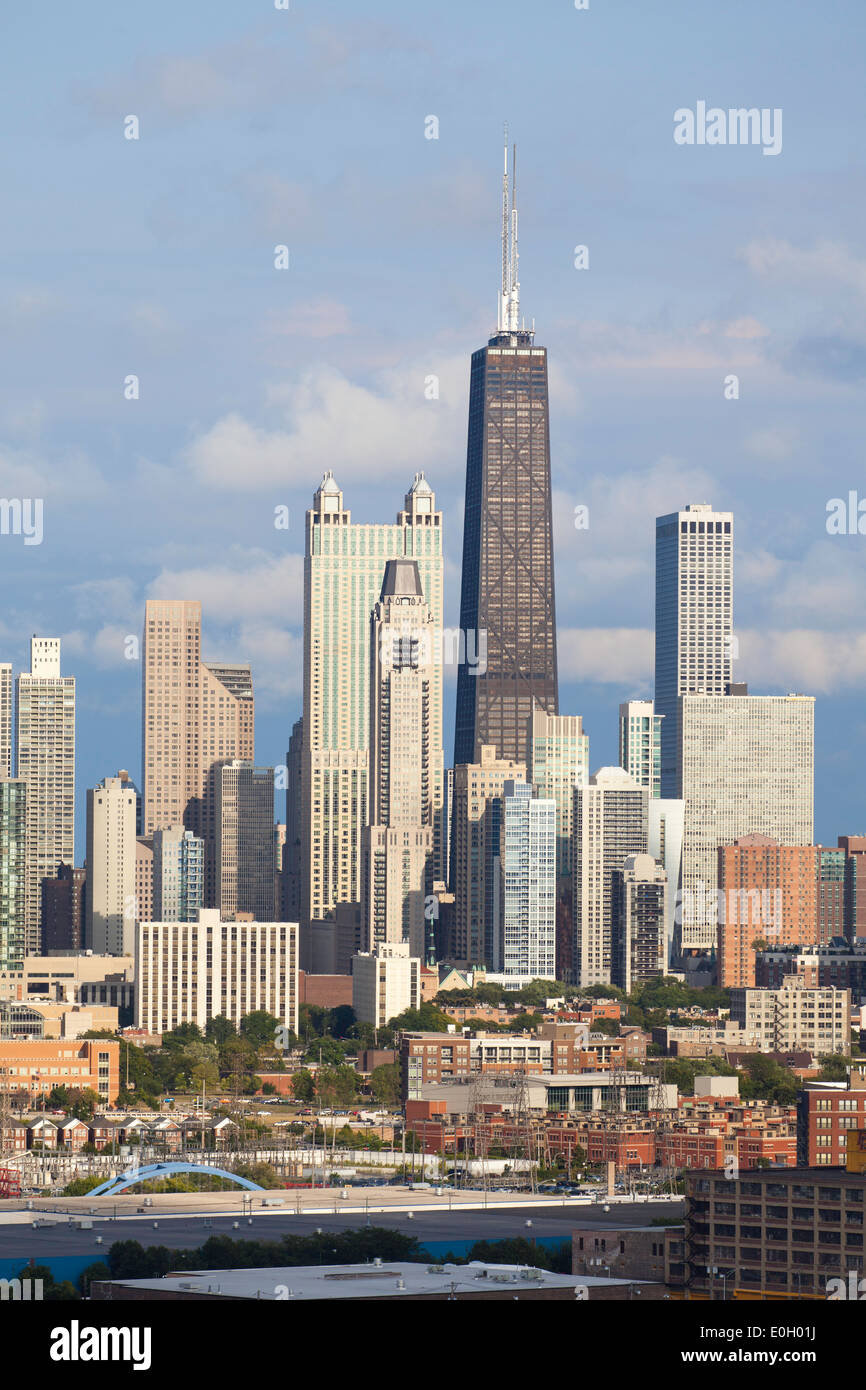 Chicago, Illinois, États-Unis d'Amérique, Hancock Tower et sur les toits de la ville Banque D'Images