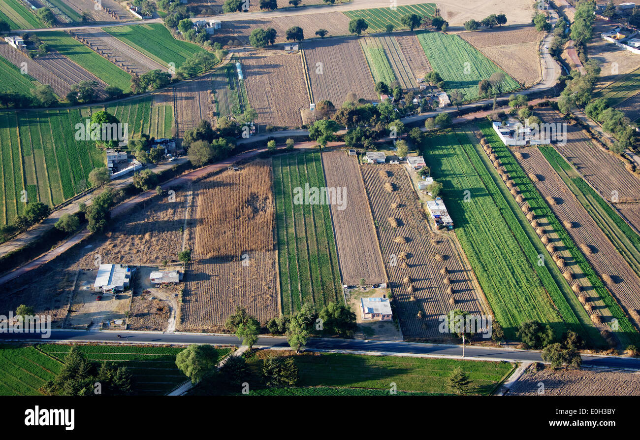 Vue aérienne des terres agricoles du centre du Mexique Banque D'Images