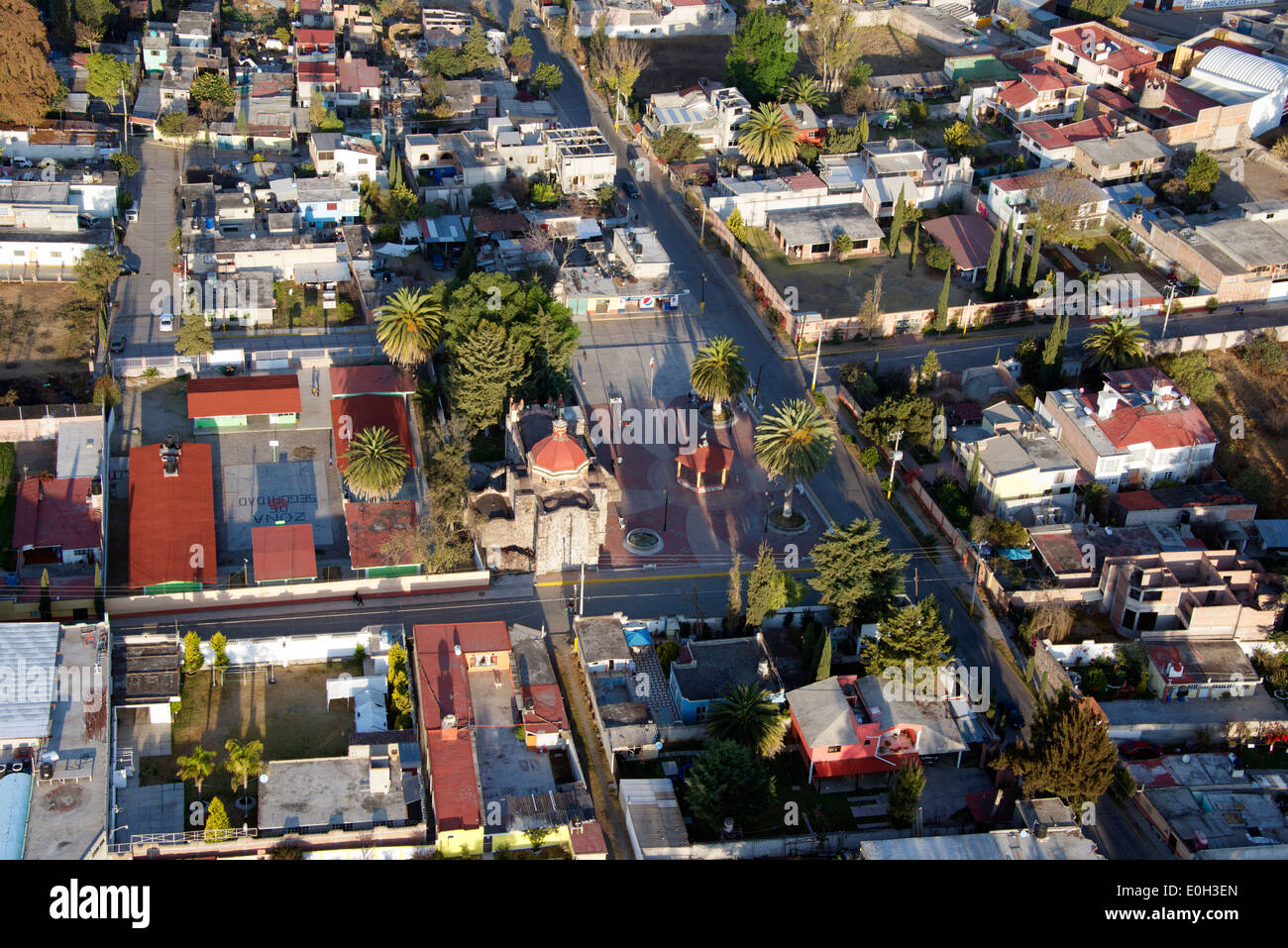 Vue aérienne de San Juan Teotihuacan au Mexique Banque D'Images