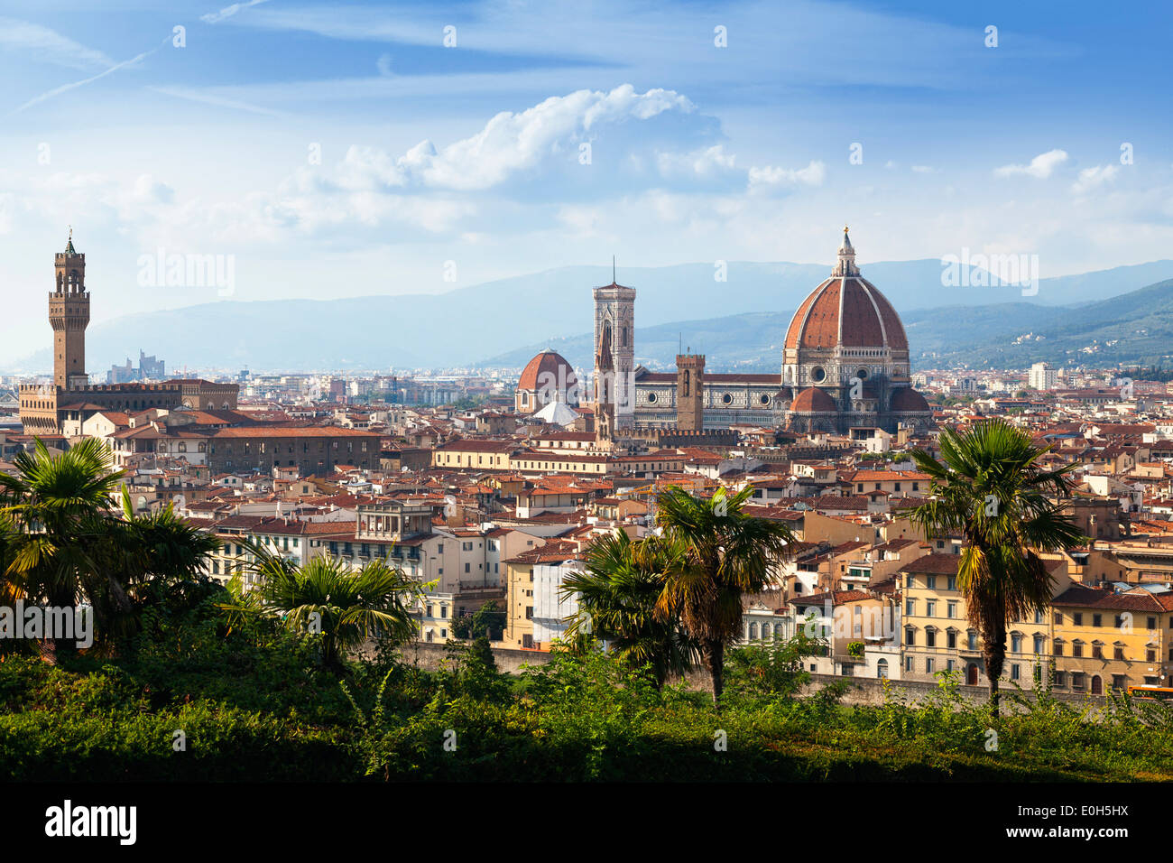 Toits de Florence, vue à partir de la Piazzale Michelangelo, Toscane, Italie, Europe Banque D'Images