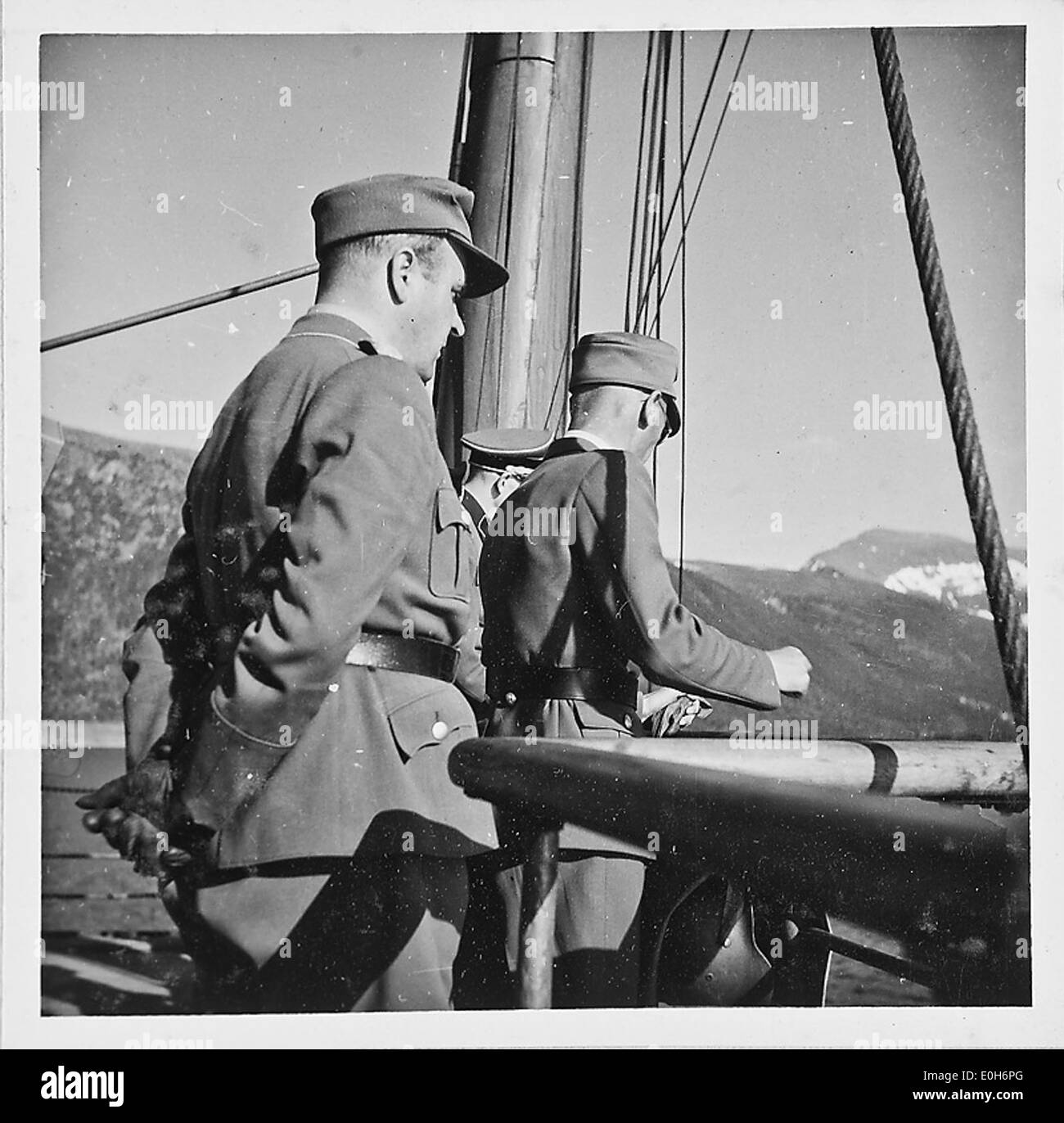 Une photographie historique du voyage de la seconde Guerre mondiale entre Bodø et Narvik, représentant le voyage en temps de guerre pendant la seconde Guerre mondiale en Norvège occupée. Banque D'Images