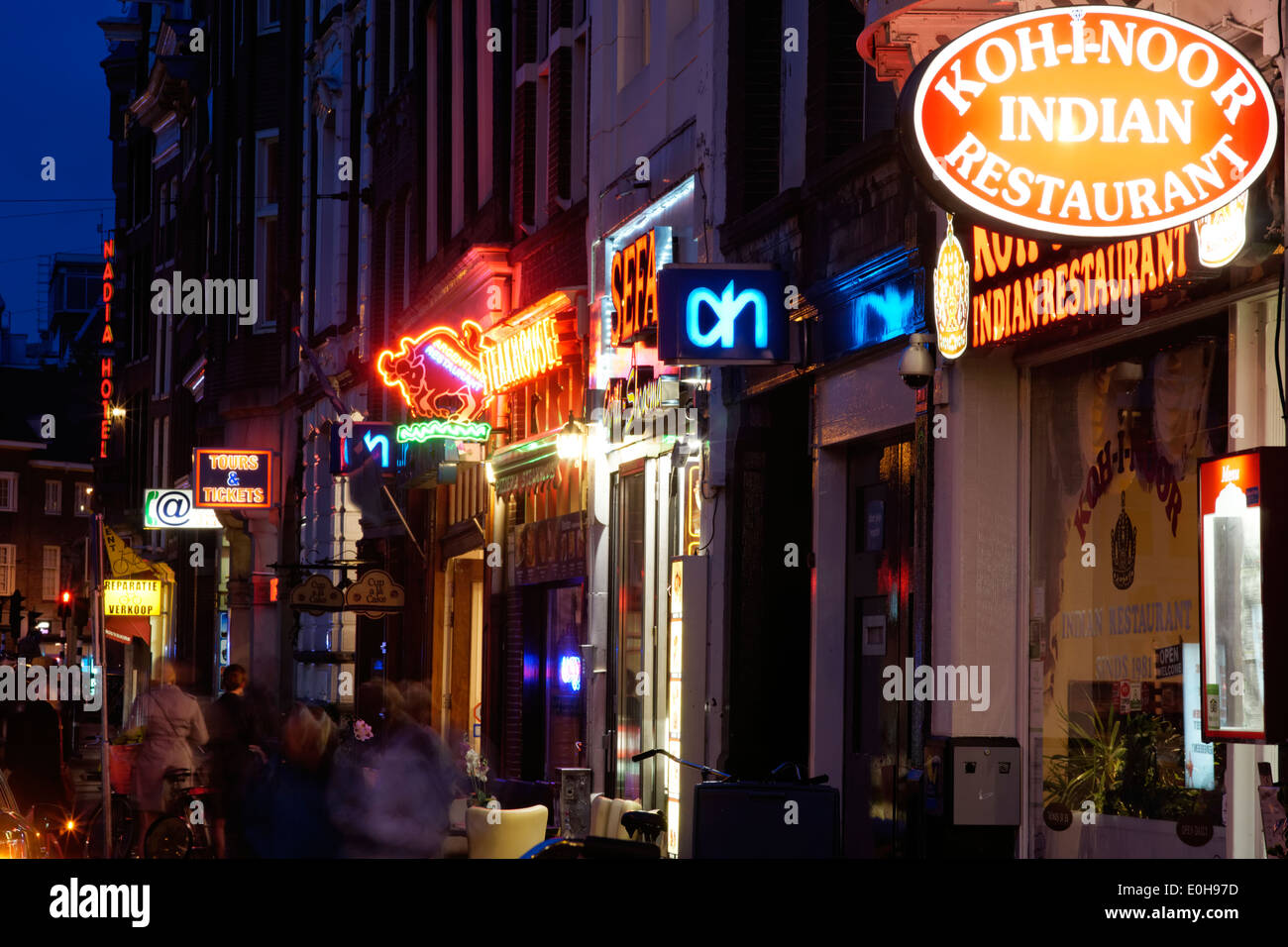 La nuit à Amsterdam, Hollande Banque D'Images