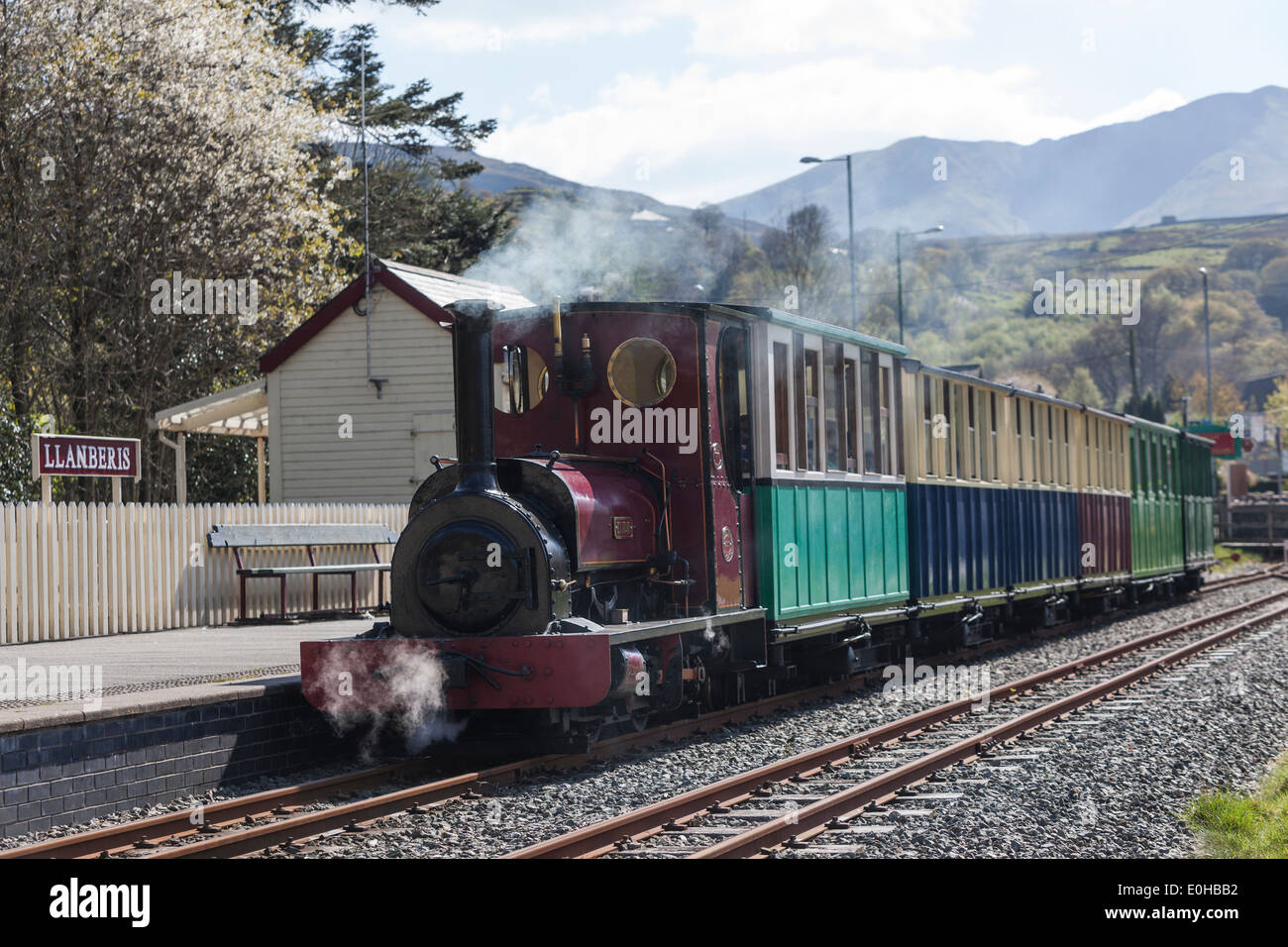 Llanberis Lake Railway train à vapeur. Banque D'Images