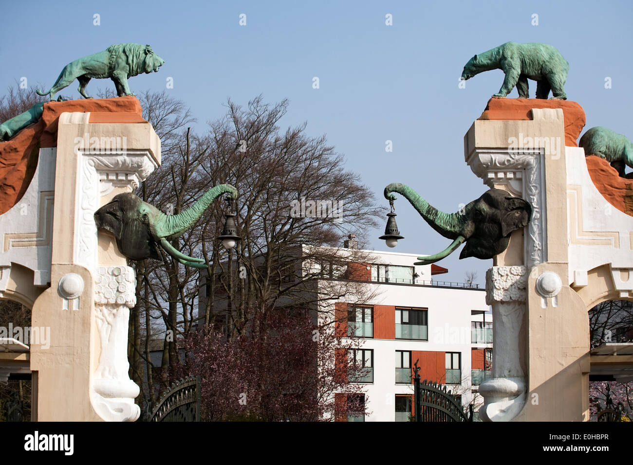 Gate of Zoo Hagenbecks Tierpark, ville de Hambourg, Allemagne Banque D'Images