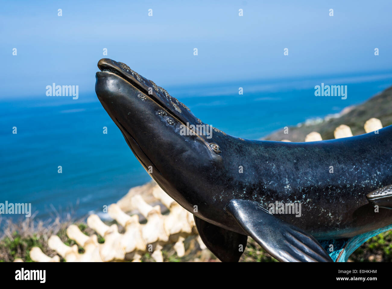 Sculpture de baleine grise (par Carl Glowienke). Cabrillo National Monument, San Diego, California, United States. Banque D'Images