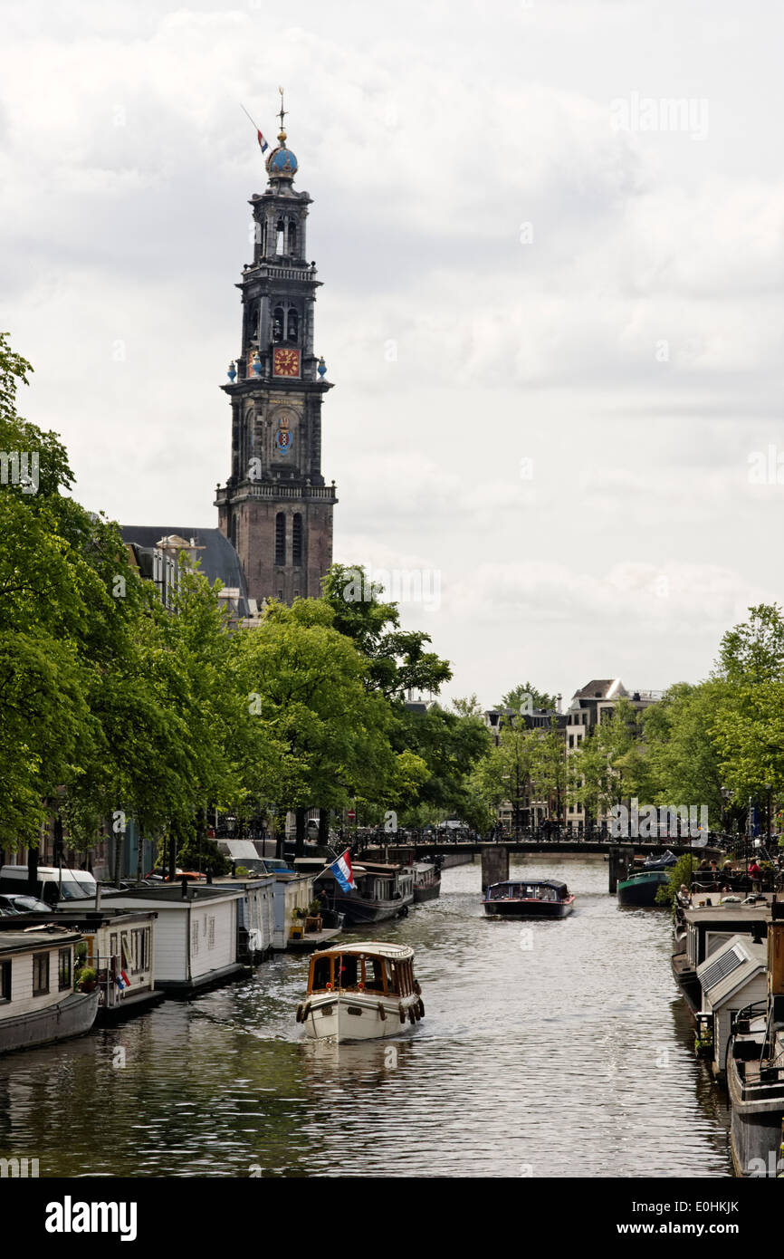 Canal à Amsterdam, Hollande. Banque D'Images