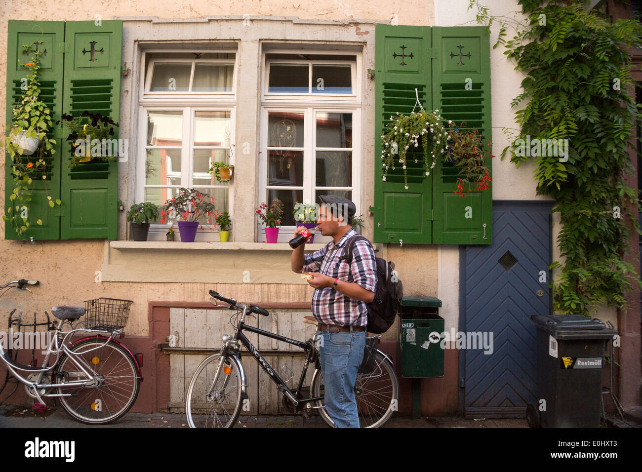 Cycliste à Heidelberg Allemagne Europe Banque D'Images