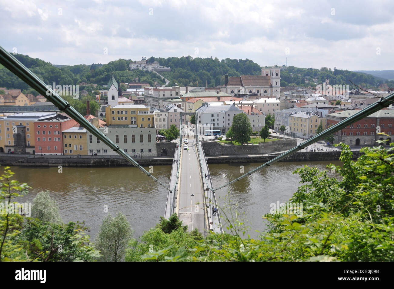 À partir de la Veste Oberhaus Passau, en face du Danube. Banque D'Images