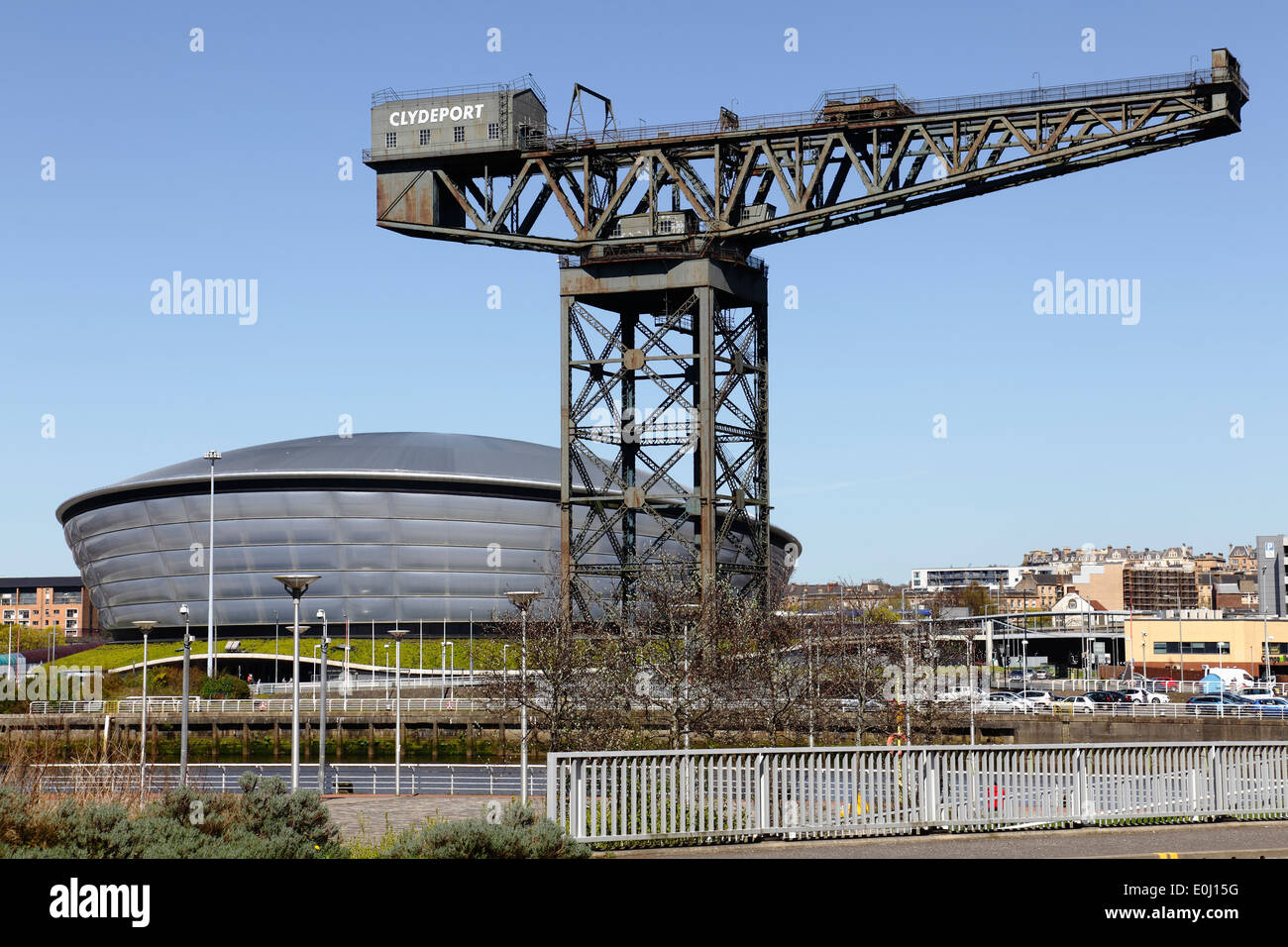 L'Finnieston Crane et SSE Hydro Building, Ecosse, Royaume-Uni Banque D'Images