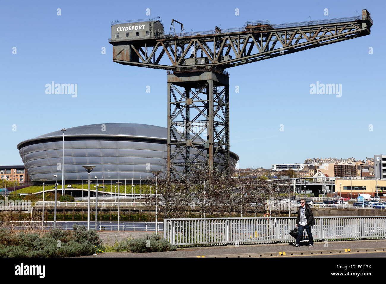 L'Finnieston Crane et SSE Hydro Building, Ecosse, Royaume-Uni Banque D'Images