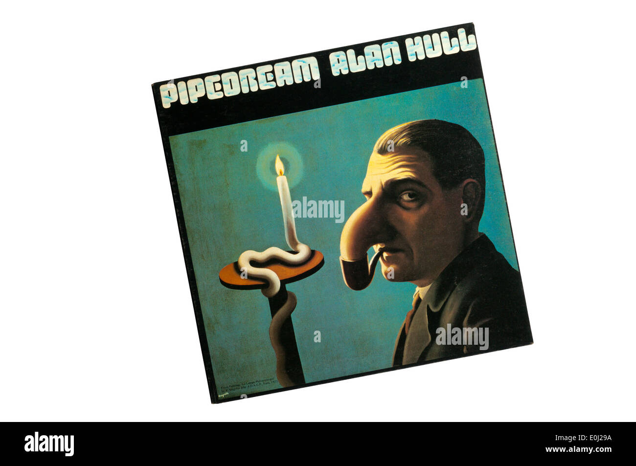 Pipedream a été premier album solo par Lindisfarne singer Alan Hull, sorti en 1973. Page montre la lampe Philosophique par Magritte. Banque D'Images