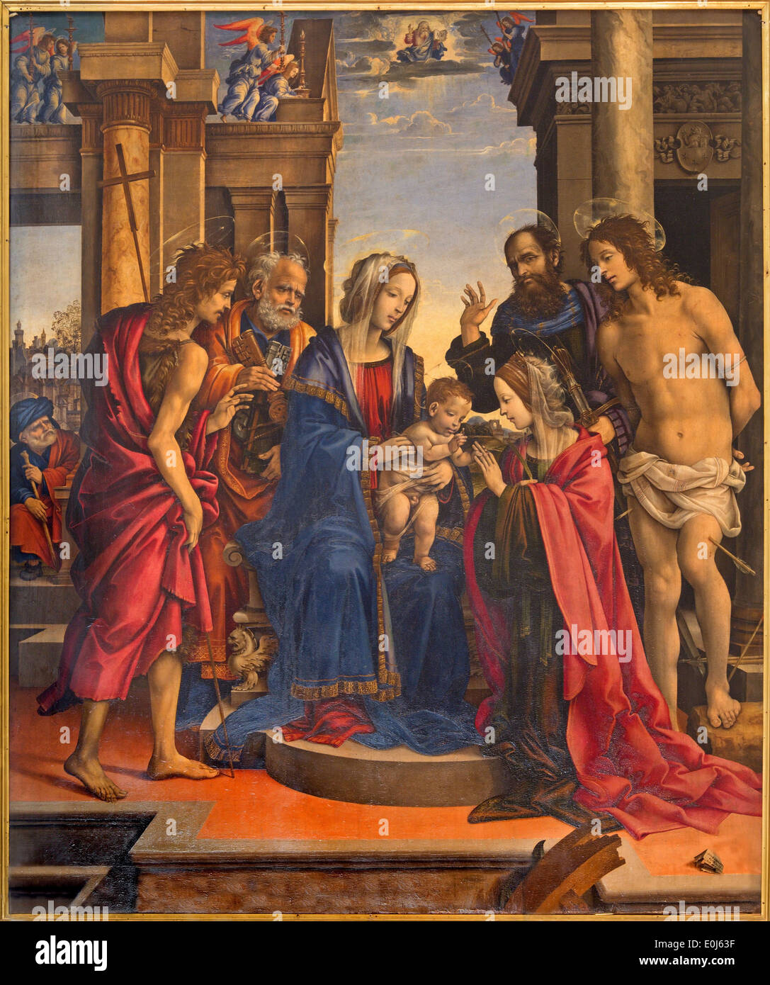 Bologna - La Vierge et les saints de Filippino Lippi (1501) à l'église Chiesa di San Domneico - Église de Saint Dominique. Banque D'Images