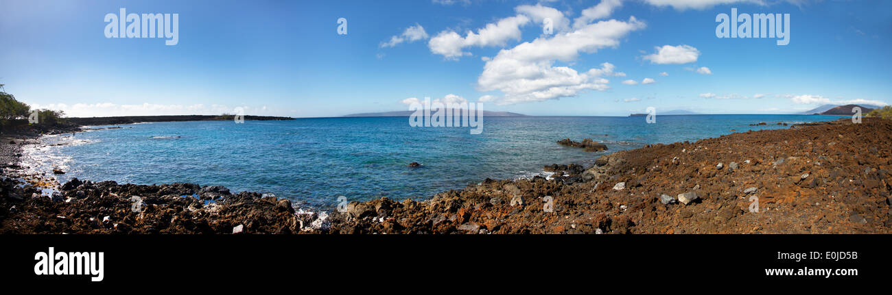 Vue panoramique de Ahihi Bay près de Waimea sur l'île de Maui, Hawaii Banque D'Images