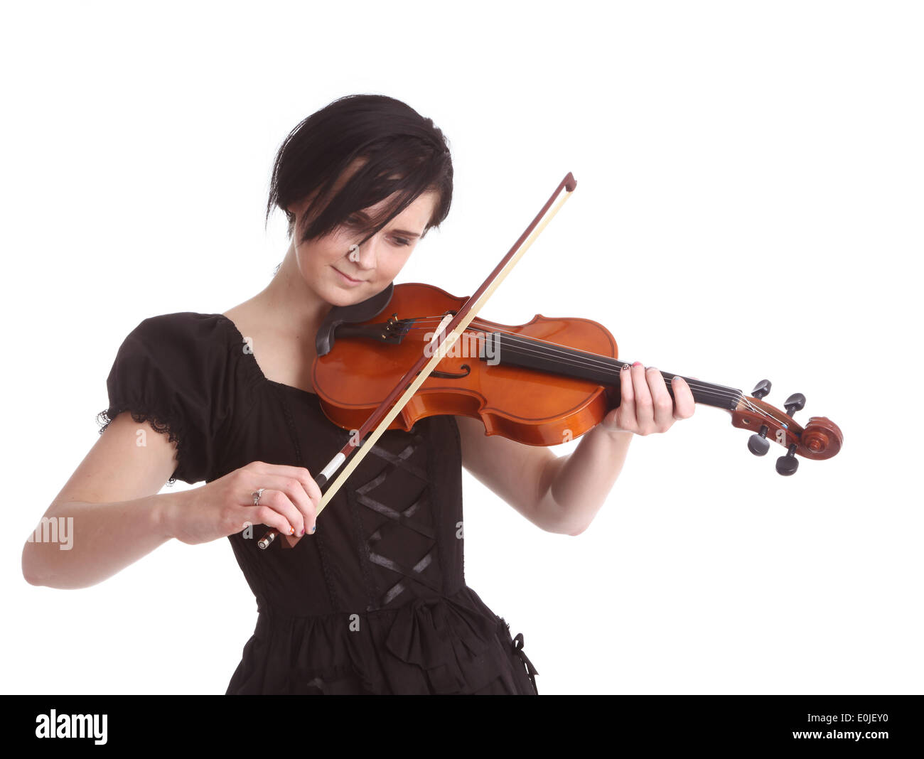 Jeune fille goth cosplay ou avec son violon, 5 septembre 2013 Banque D'Images