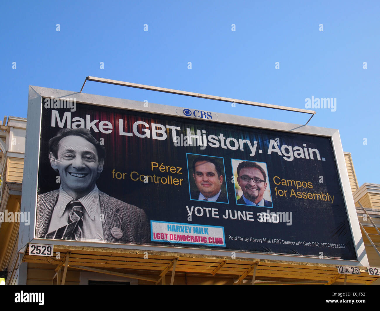 Harvey Milk LGBT Democratic Club campagne PAC panneau publicitaire San Francisco Banque D'Images