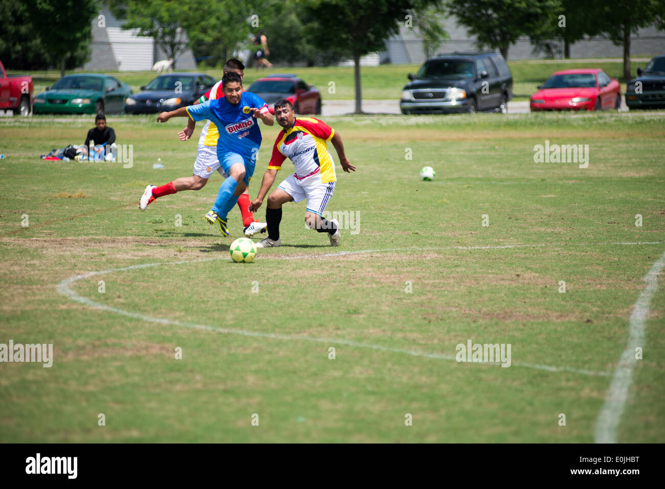 Une ligue de soccer hispanique joue un match de Knoxville, Tennessee Banque D'Images