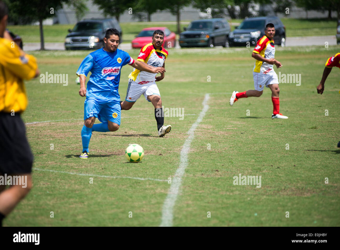 Une ligue de soccer hispanique joue un match de Knoxville, Tennessee Banque D'Images