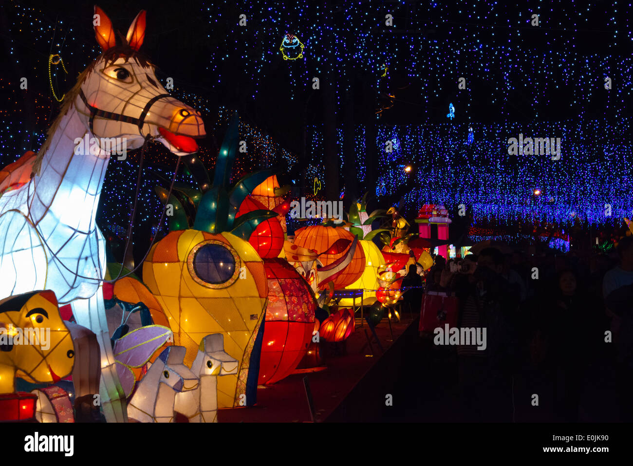 Lanterne colorée de horse au Fête des lanternes, Nantou, Taiwan Banque D'Images