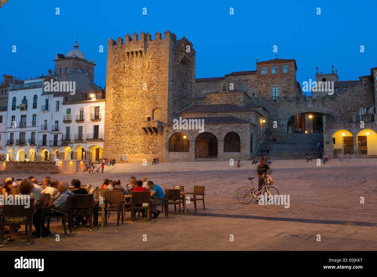 Caceres, place principale, de la vieille ville, la Plaza Mayor, UNESCO World Heritage site, via de la Plata, Route d'argent, l'Estrémadure, Espagne Banque D'Images