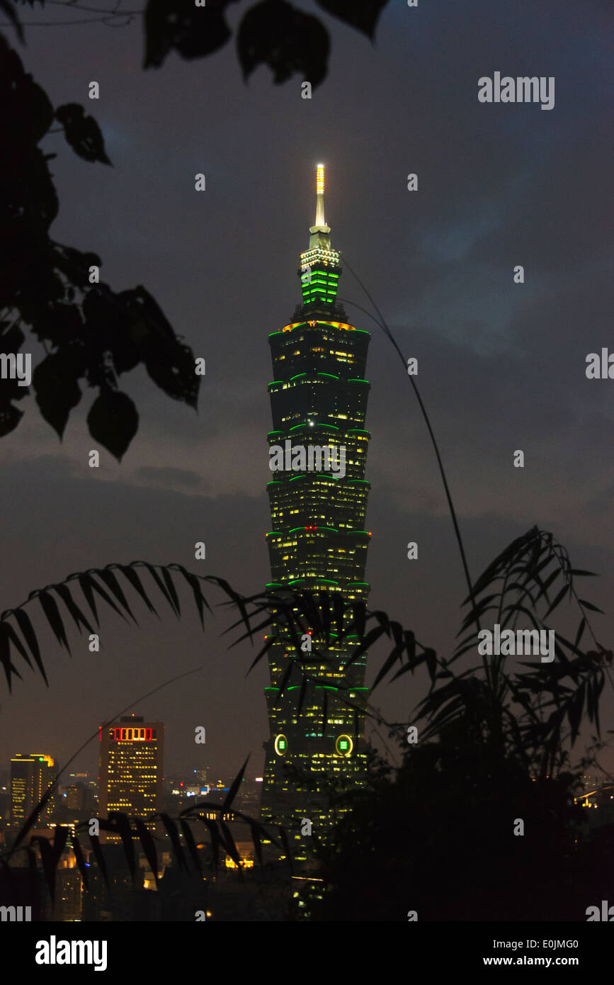 Vue de nuit de Taipei 101, Tawan Banque D'Images