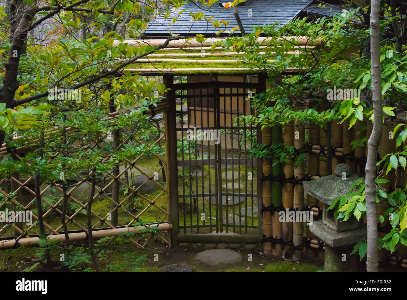 Jardin japonais traditionnel, le Musée Nezu, Tokyo, Japon Banque D'Images