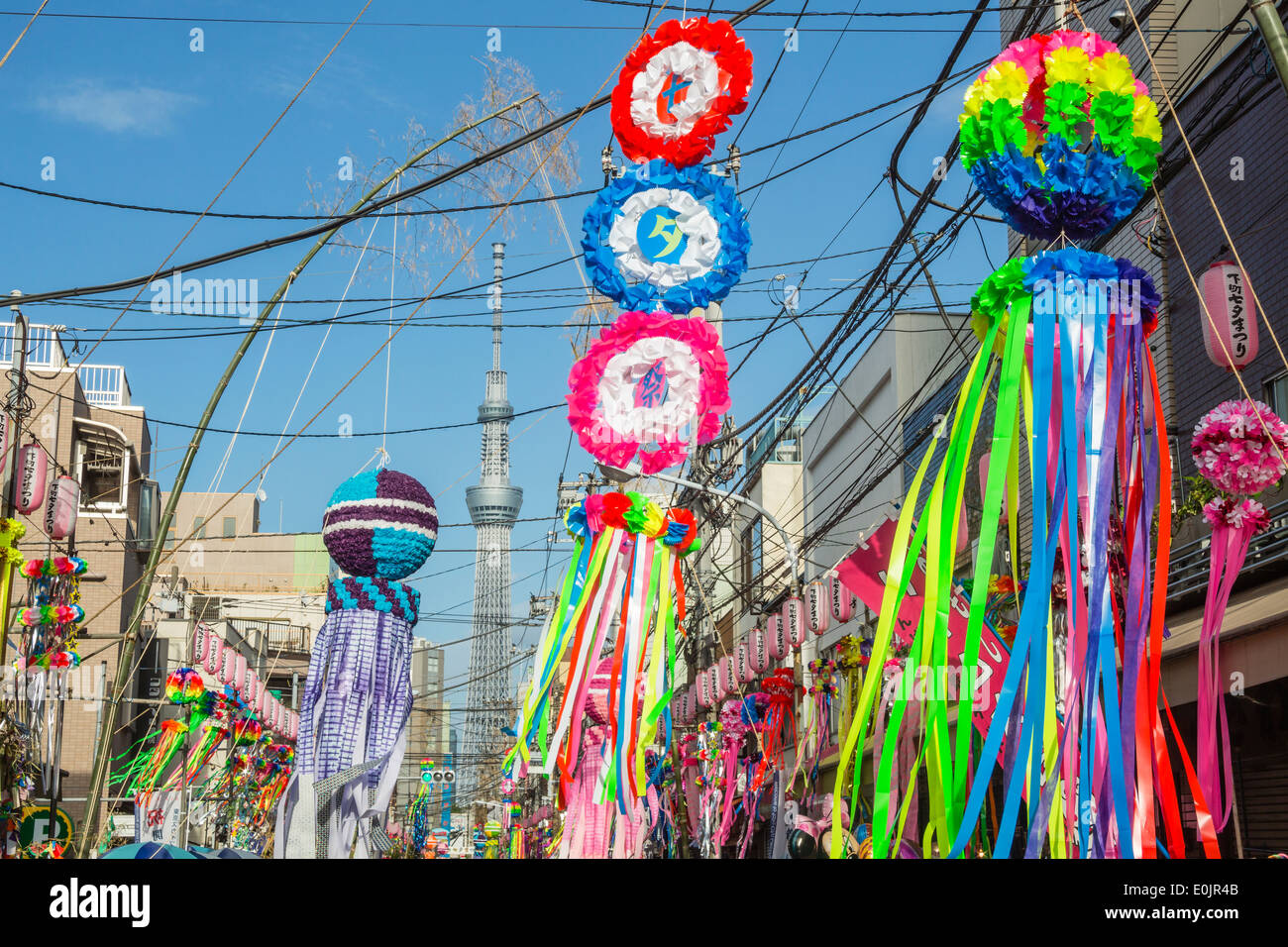 Tanabata Festival Tokyo skytree et décorations Banque D'Images