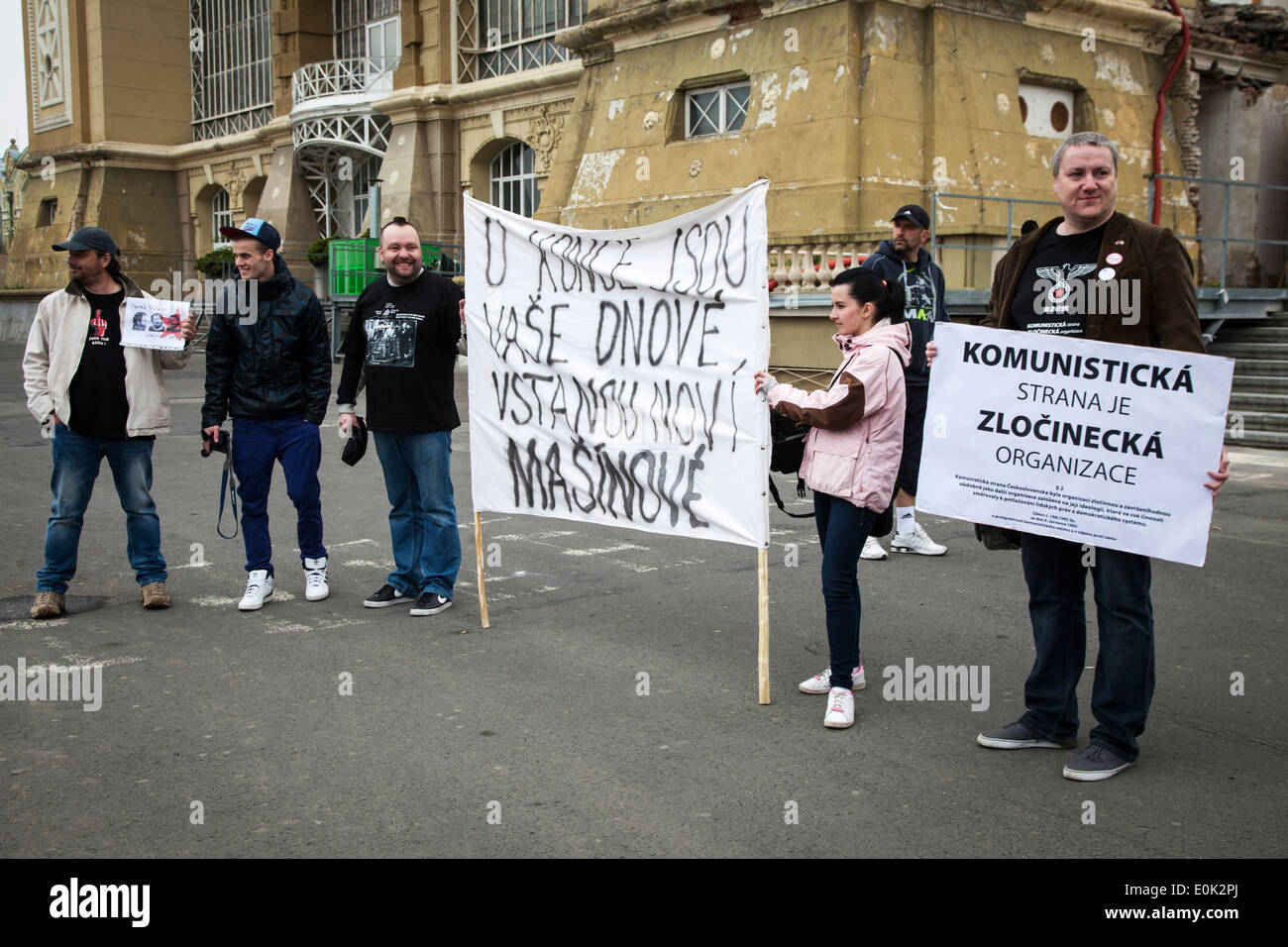 Manifestation anti-communiste au parc des expositions de Vystaviste pendant le parti communiste tchèque le 1er mai, fête des travailleurs. Banque D'Images