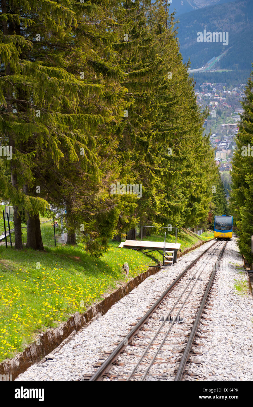 Colline Gubalowka transport funiculaire qui monte, attraction touristique Polish Kolej linowo-terenowa Gubalowke na z Zakopanego Banque D'Images