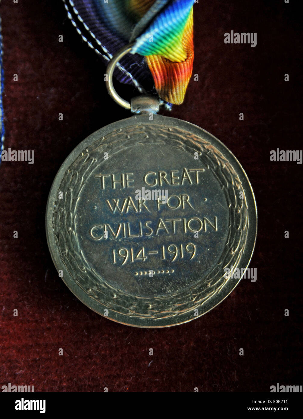 Médailles britanniques étant donné pour le service de ceux qui ont combattu dans la Première Guerre mondiale ou la Grande Guerre 1914 - 1919 Banque D'Images