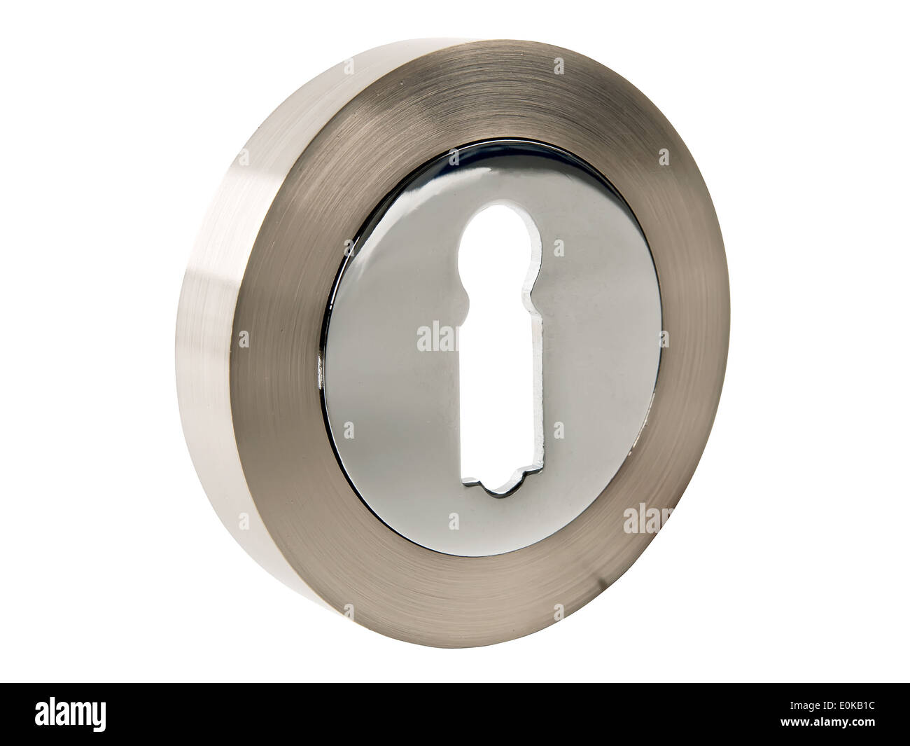 Serrure ronde moderne isolé sur fond blanc Banque D'Images