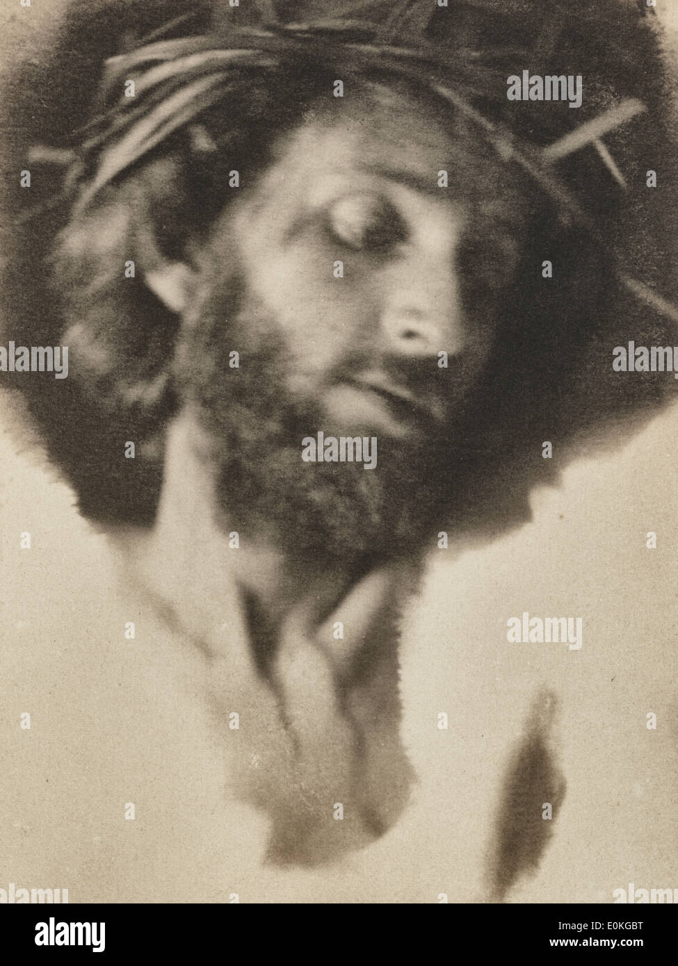 Acteur représentant Jésus Christ avec couronne d'épines, regardant vers le bas à droite, 1898 Banque D'Images