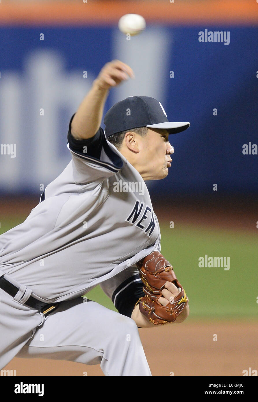 Flushing, New York, USA. 14 mai, 2014. Masahiro Tanaka (Yankees) MLB : Masahiro Tanaka de l'emplacements des Yankees de New York en ligue majeure de baseball pendant les match contre les Mets de New York au Citi Field à Flushing, New York, United States . Credit : AFLO/Alamy Live News Banque D'Images