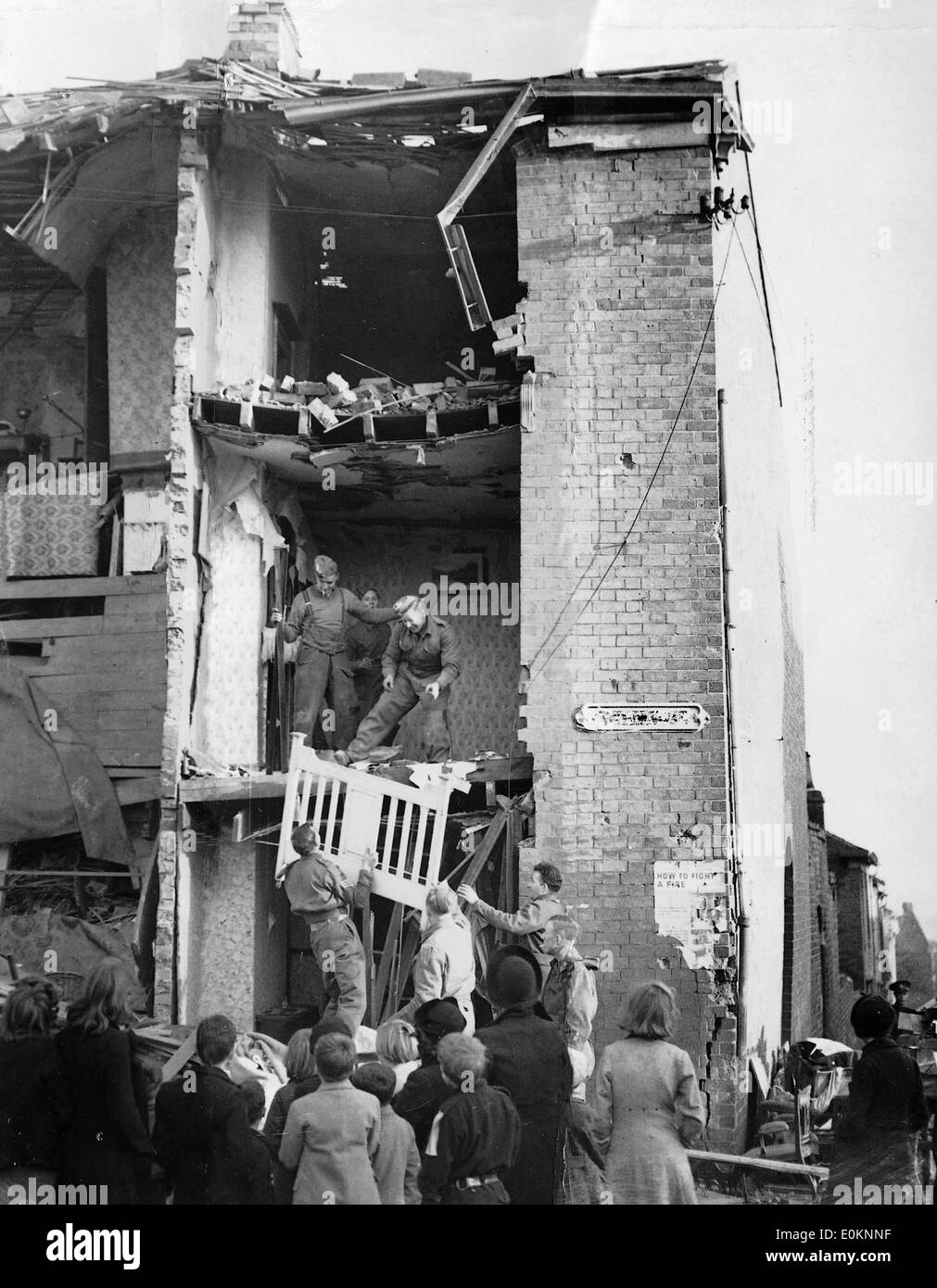 Épave à Birmingham après un raid de guerre pendant le Blitz Banque D'Images
