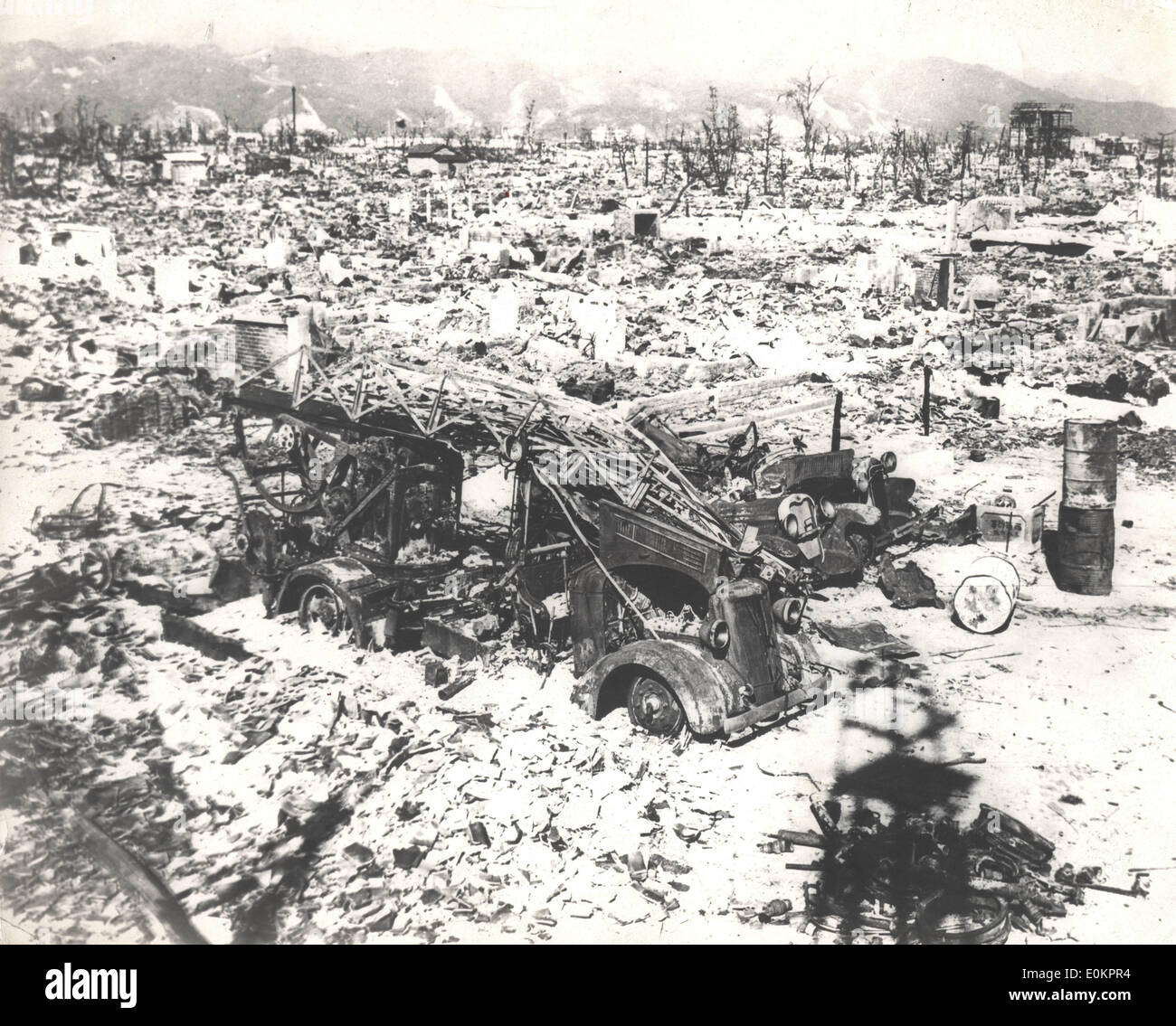 Hiroshima, Japon après un bombardement atomique Banque D'Images